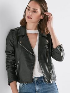 black leather jacket